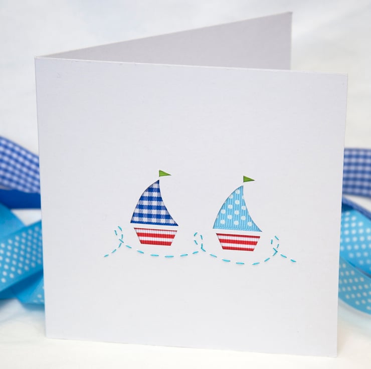 2 Little Sailing Boats Card - Folksy