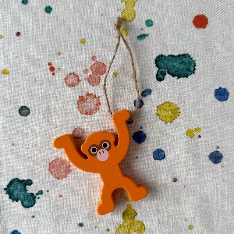 Orange Monkey Ornament - Split Near Drill Hole - Super Seconds
