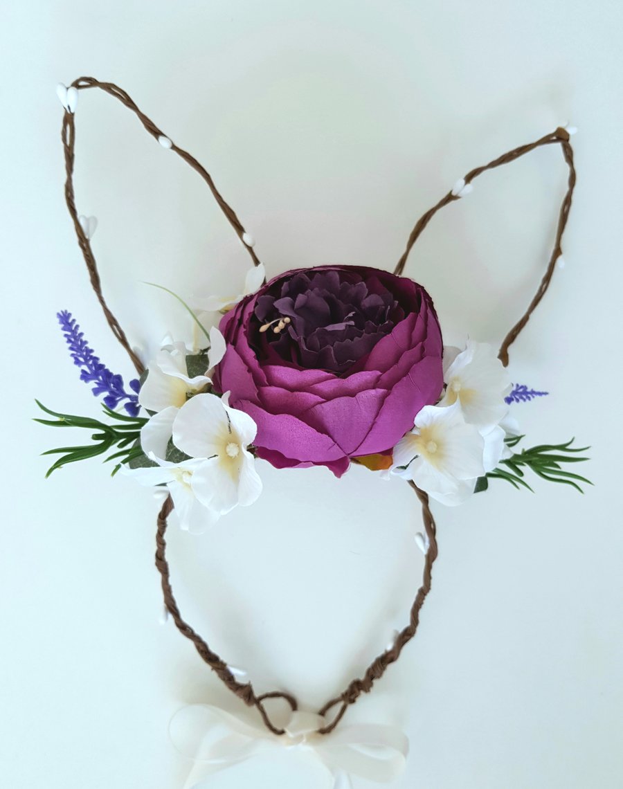 Easter bunny ears headband, birthday headband, photo shoot hair accessory 