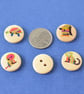 15mm Wooden Rainbow Animal Button Kids Buttons (SAN2) - Image 4