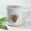 Hand of Hamsa White Mug - Handmade Wheelthrown Stoneware Pottery