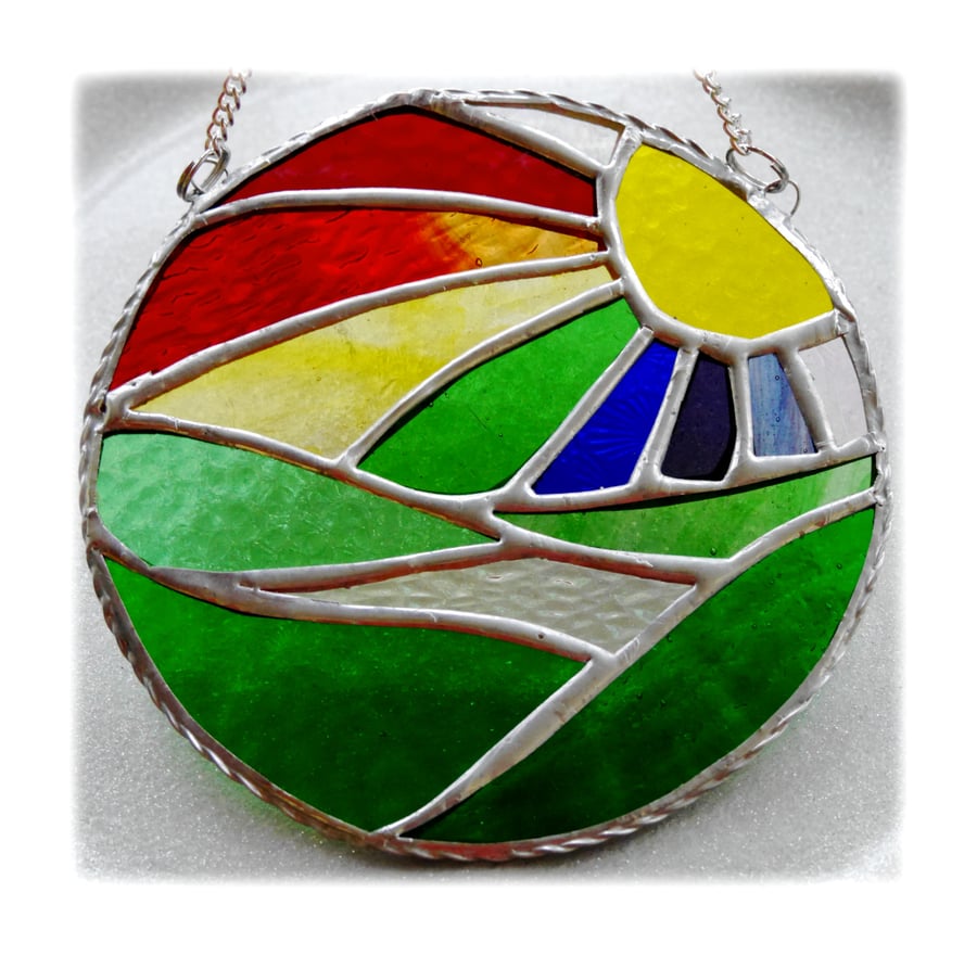 New Day Stained Glass Suncatcher Handmade Rainbow Ring 018