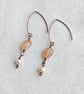 Carnelian and pearl handmade copper earrings, June birthstone, July birthstone - Image 8