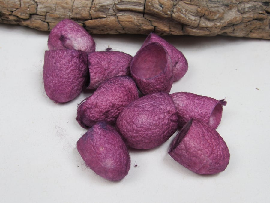 10 Pink Purple Naturally Dyed Silk Cocoons