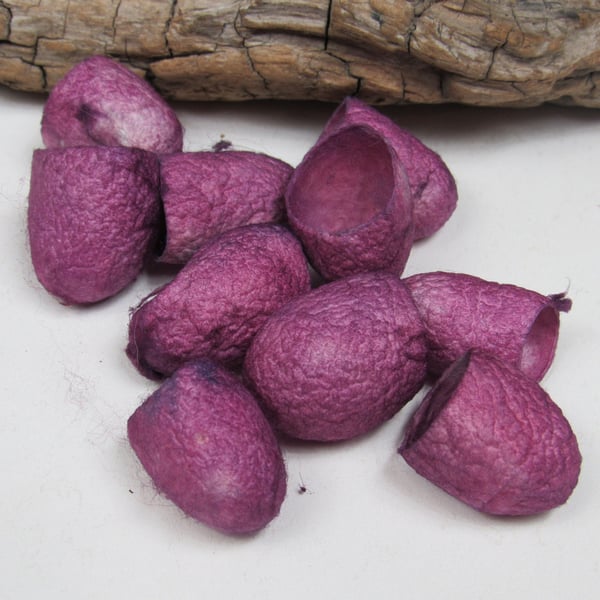 10 Pink Purple Naturally Dyed Silk Cocoons