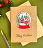 Christmas snow globe card embroidered winter cottage greeting traditional Xmas - Image 4