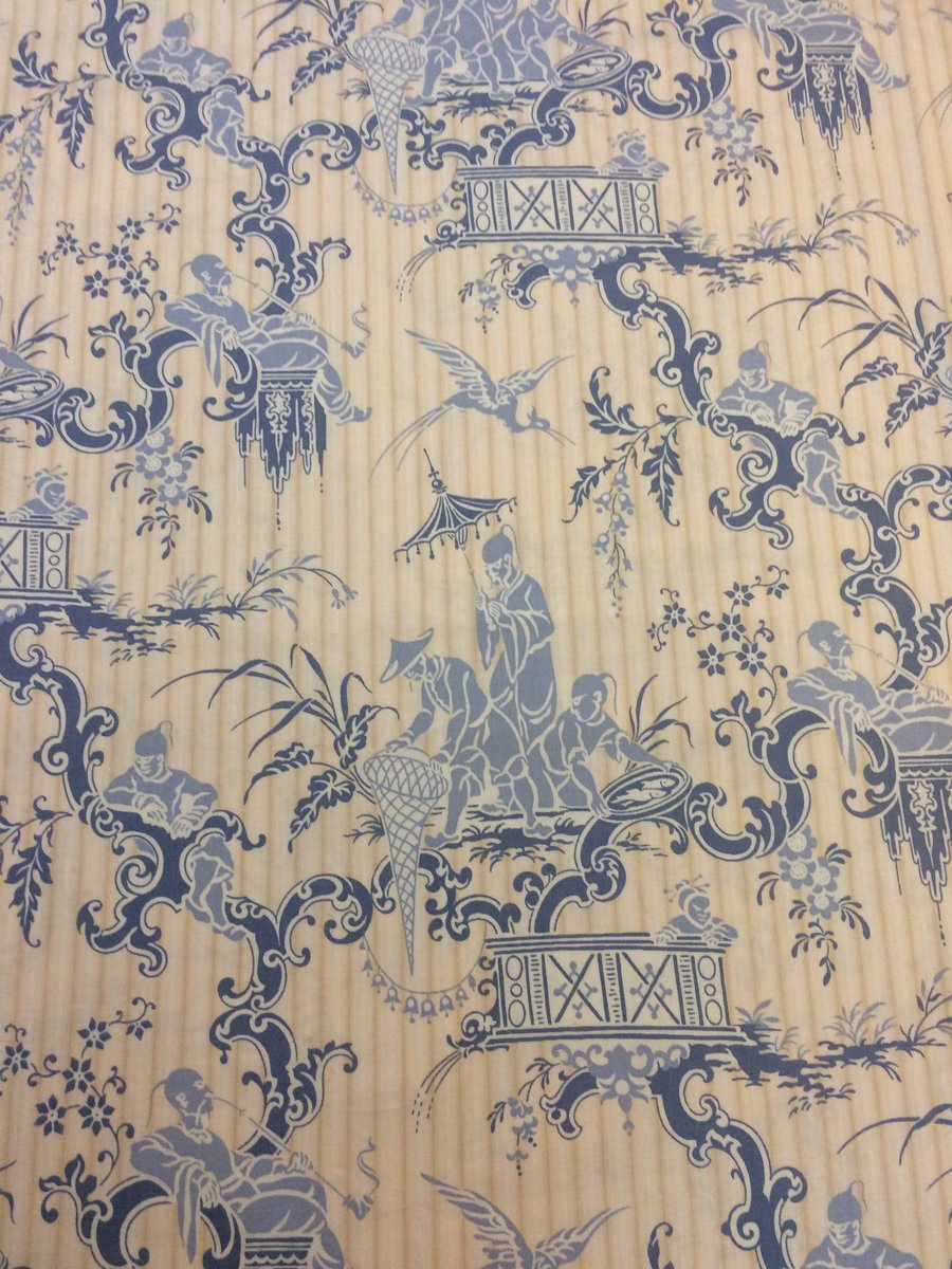  Cream Blue Asian Chinese vintage Sanderson Fabric for sale FQ Half Metre