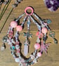 Rose Quartz Triple Moon Bag Charm, Lotus Crystal Keyring, Spiritual Accessory - Image 5