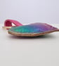 Leather Heart Shaped Keyring or Bag Charm.Metallic Rainbow Multicoloured Leather - Image 4