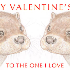 Otter Nose to Nose - Valentine Card