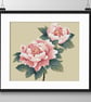 237 - Peony Cross Stitch Pattern: Chinese Ink Painting Style (PDF Counted Chart) - Image 2