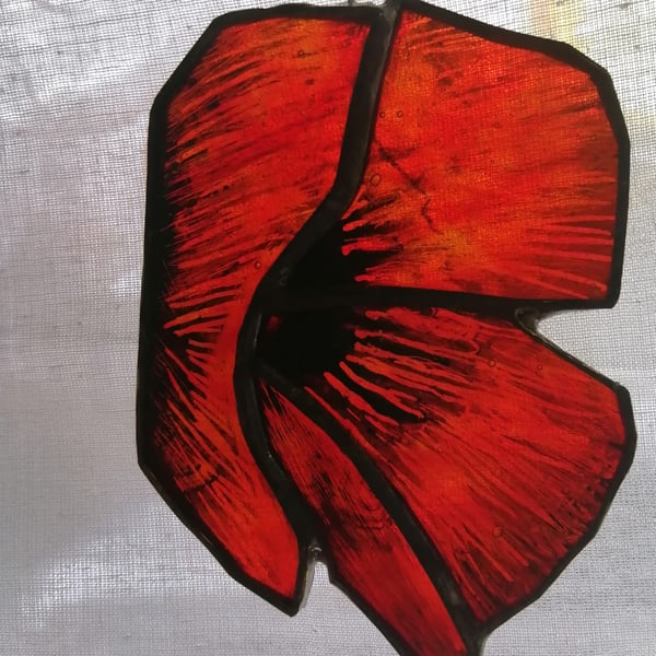 Stained Glass Hanging Poppy