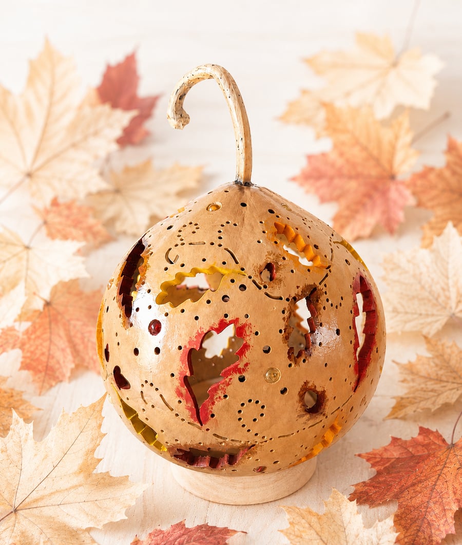 A Blustery Autumn Day Gourd Lamp