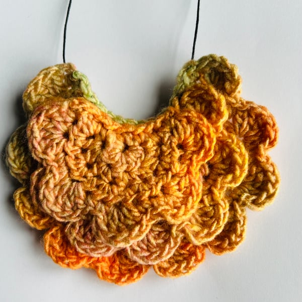 Handmade crochet lace bib necklace