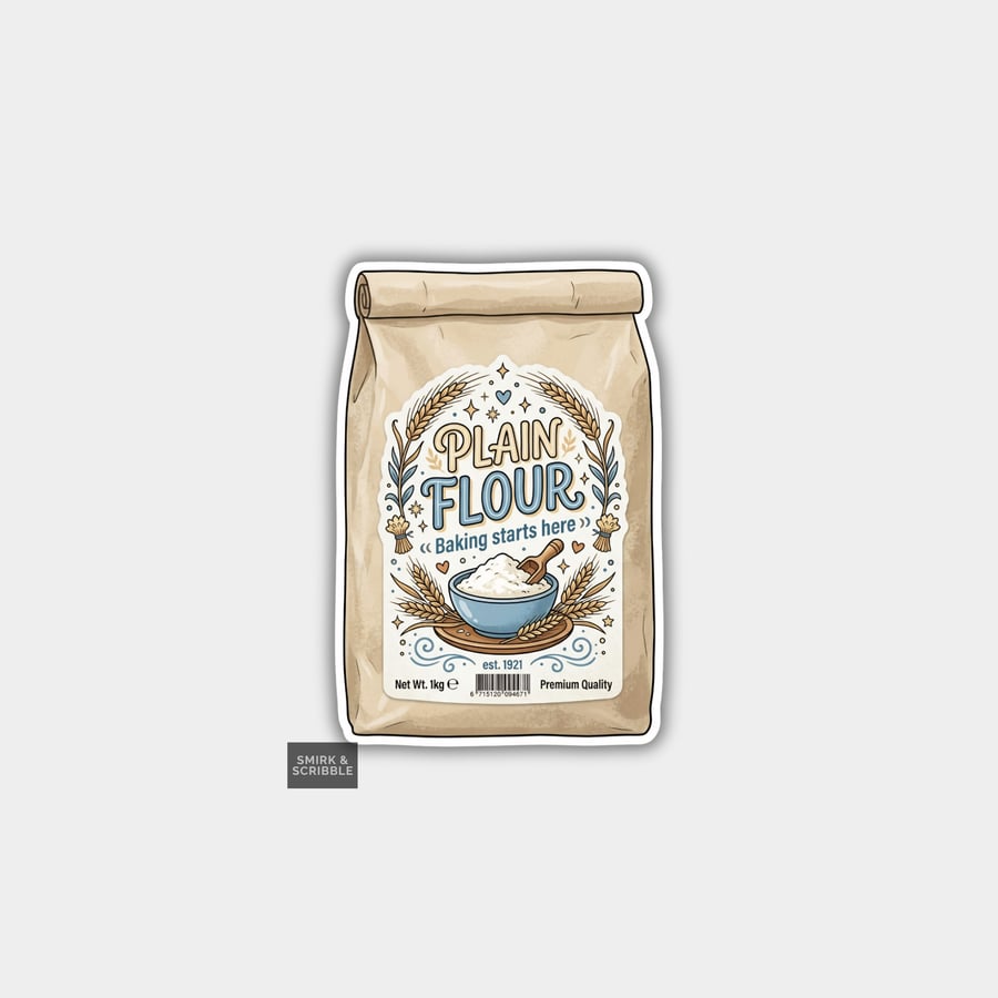 Grocery Food Vinyl Sticker For Adults - Plain Flour - Folksy