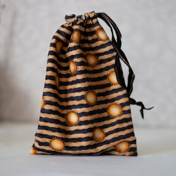 Reusable Lined Cotton Fabric Sunshine Drawstring Gift Bag
