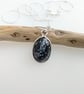 Natural Snowflake Obsidian Silver Mount Necklace