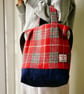 Harris Tweed Patchwork Tote Bag - Wool & Denim Shoulder Bag - Handmade Everyday 