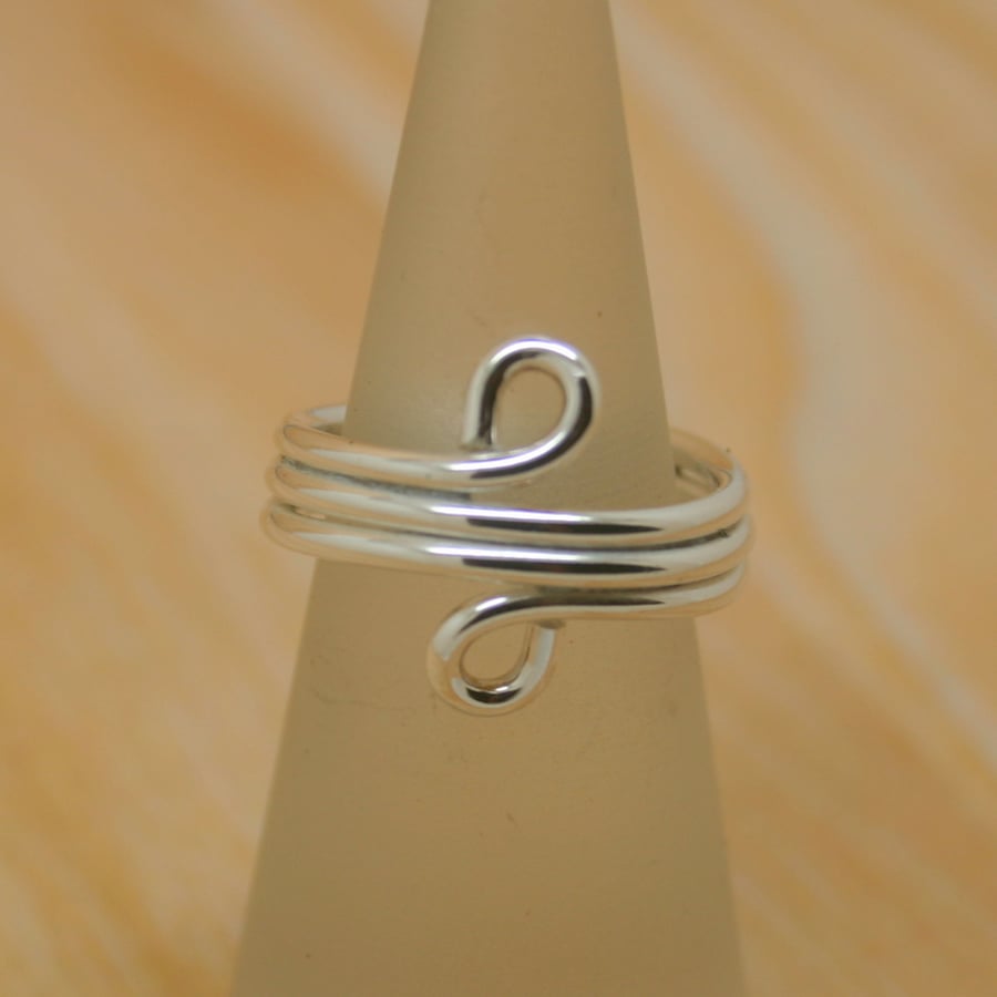 Wire wrapped sterling silver ring size L