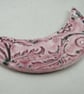 Speckled Rose Brocade Ceramic Crescent Bib Pendant - Image 2
