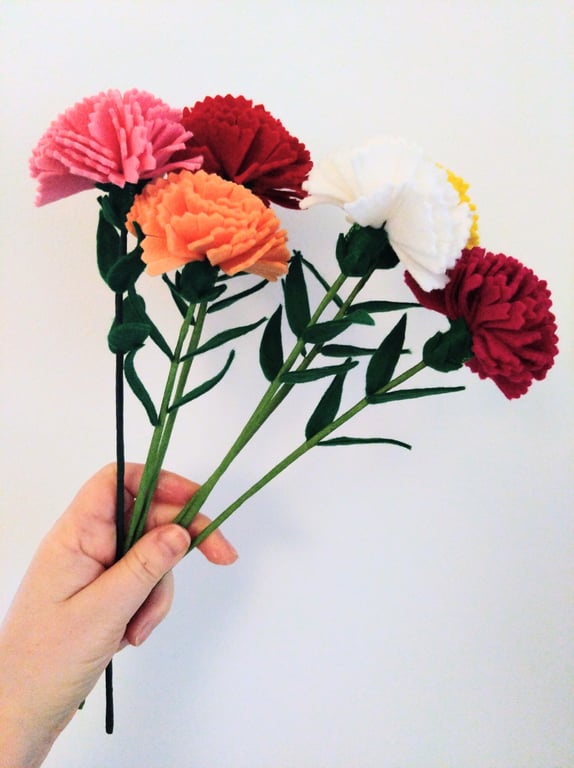 Carnation Felt Flower Stem