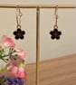 Black Cherry Blossom Hoop Earrings, Enamel Floral Charms, Handmade Jewellery - Image 3