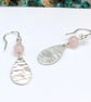 sea ripples drop earrings sterling silver teardrop rose quartz gemstone - Image 1