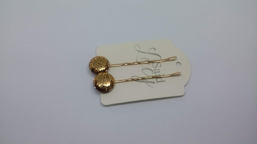 Copper shiny disk bobby pin Hair clips