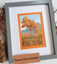 Autumn landscape with blue sky original drawing, small wall art - Image 5