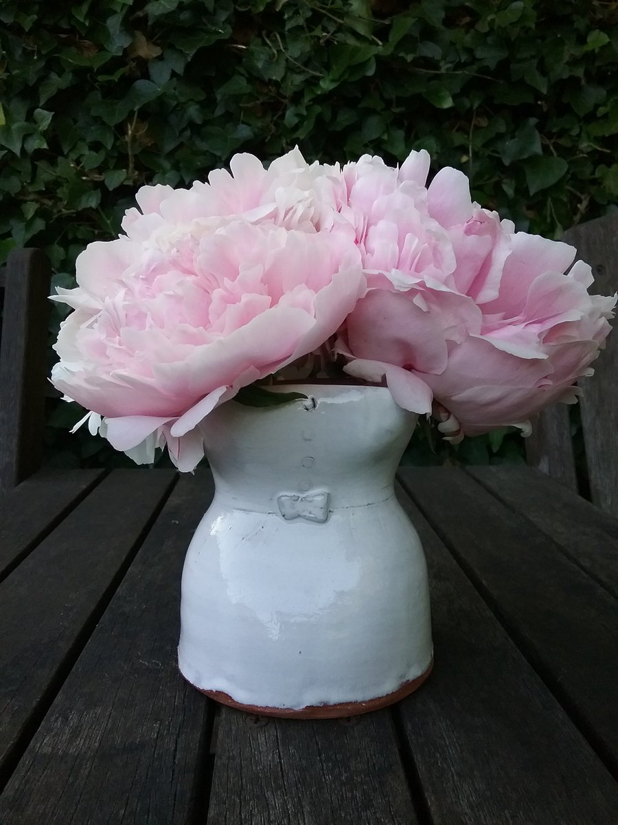 Handmade ceramic dress shaped vase with white glaze - mothers day gift