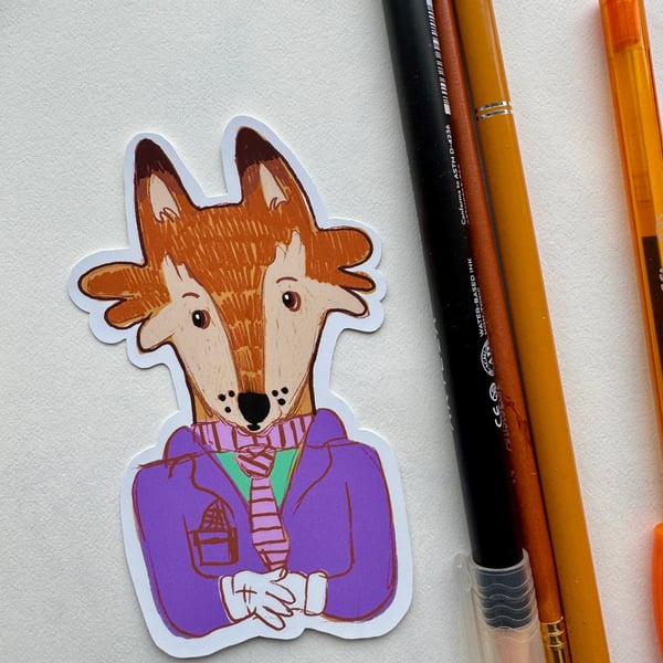 Sticker wildlife Art Matt Vinyl Fox Illustration 