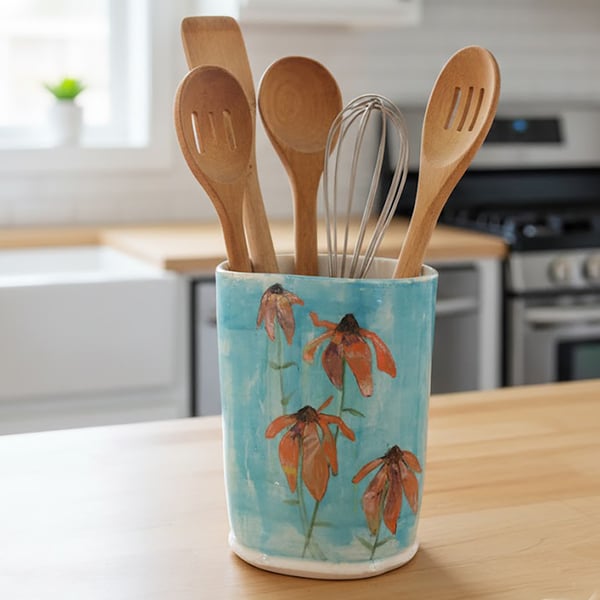 'Flowers in Sun' Utensil Holder or Vase