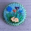 Hand Embroidered Spring Rabbit Brooch