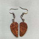 Sapele Split Heart Earrings