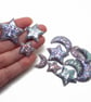 12 Handmade Celestial Charms in Purple, Blue & Pink - Image 6