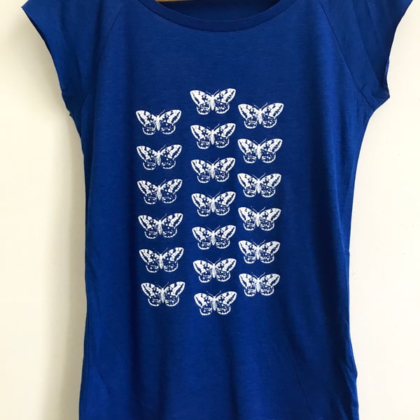  White moths Womens midnight blue T shirt bamboo viscose and organic cotton 