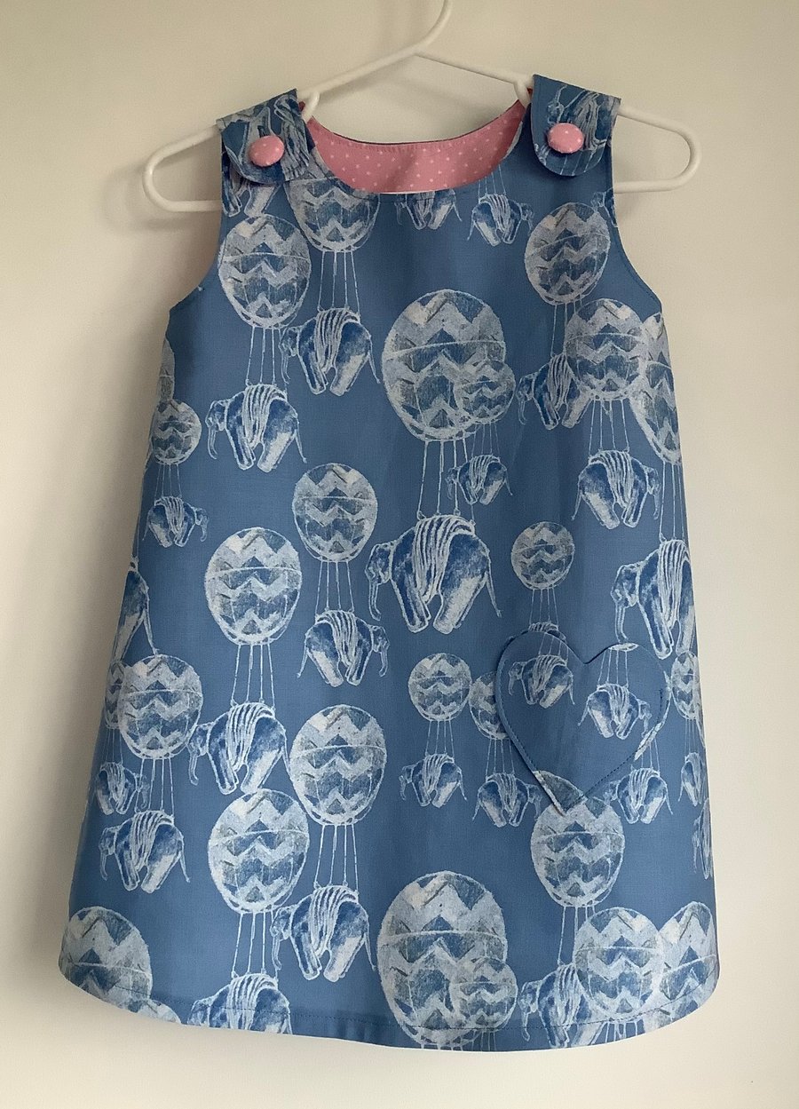 Flying Elephants Popover Dress Age 3
