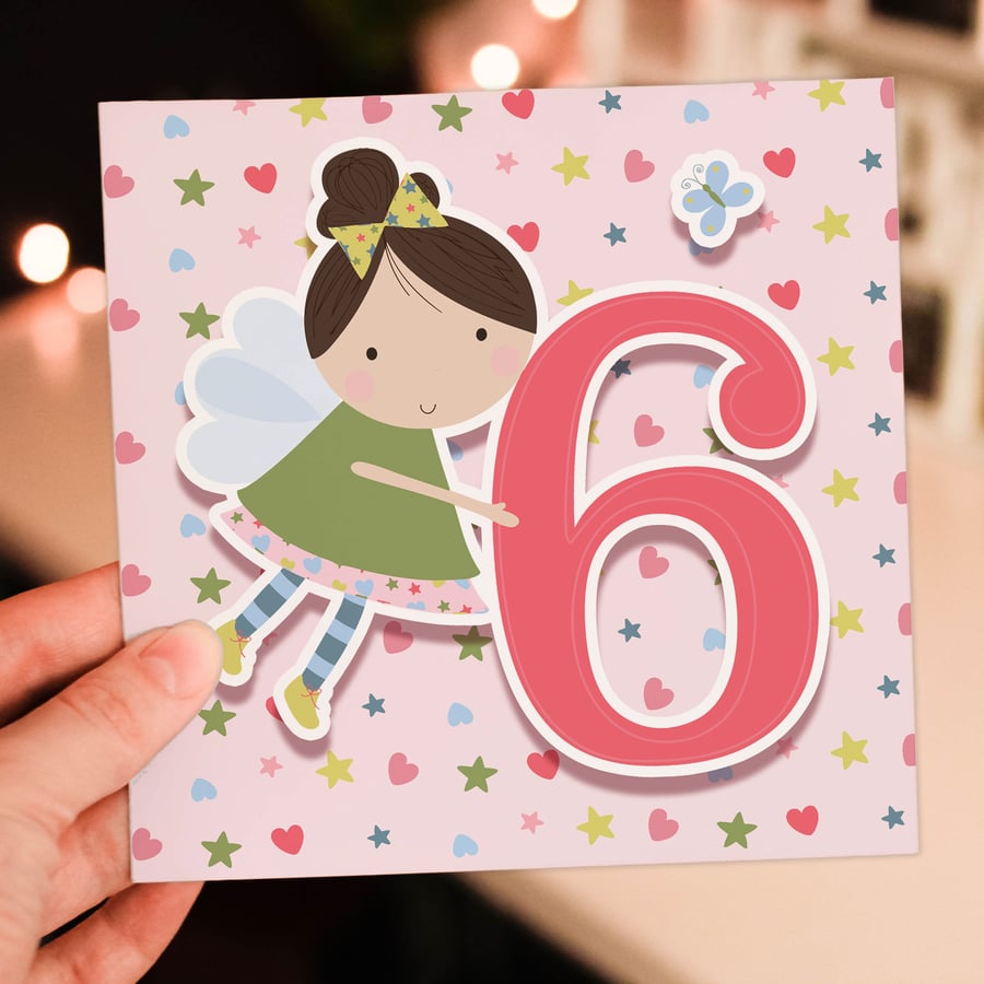 6th birthday card: Fairy