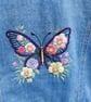 Hand-Embroidered Denim Jacket, Butterfly Floral Design, Size 14 - Image 3
