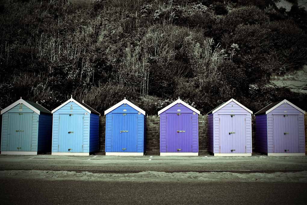 Bournemouth Beach Huts Dorset England UK 18"X12" Print