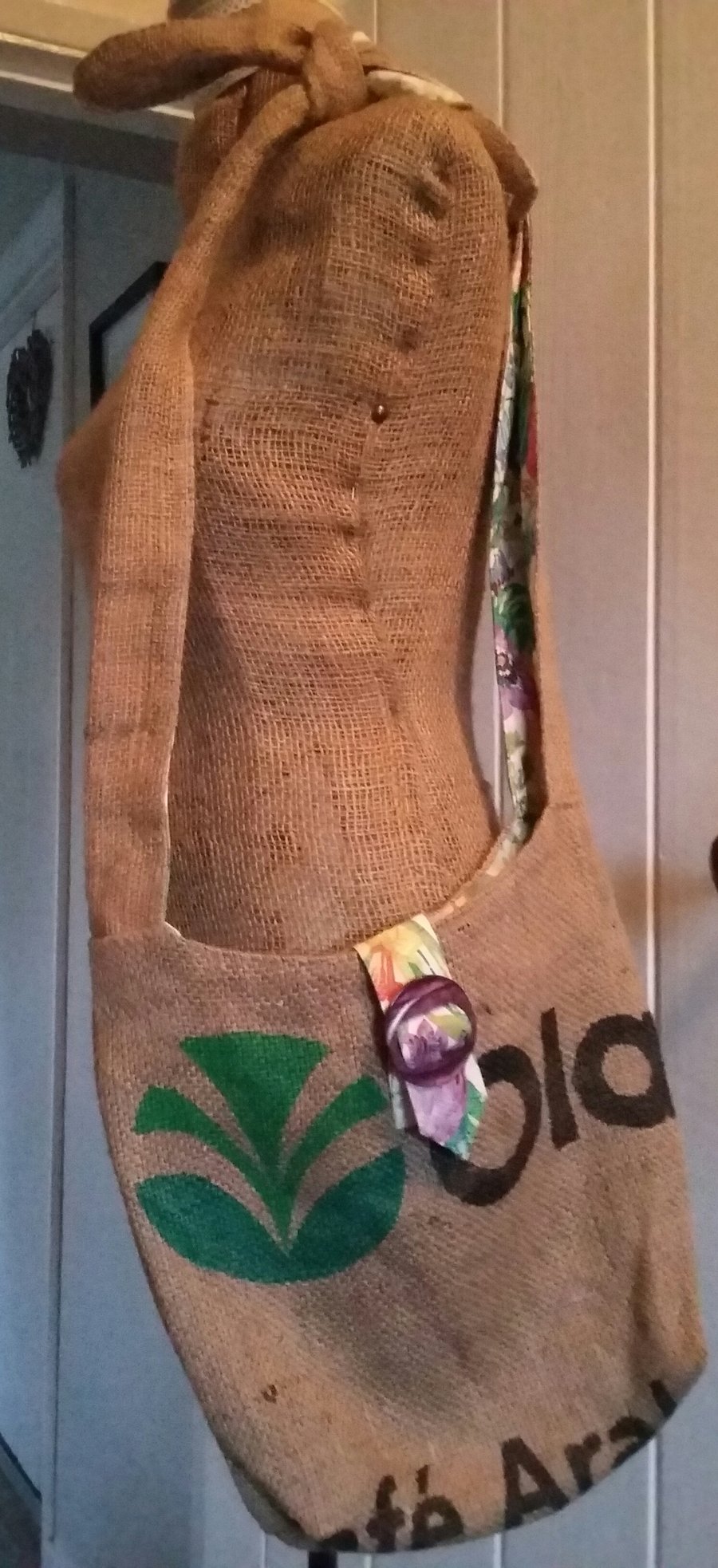 Coffee sack messenger bag