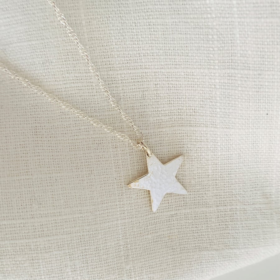 Sterling Silver Hammered Star Pendant