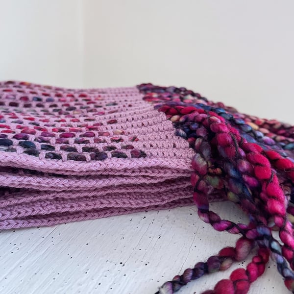 Handmade Merino Wool Scarf in Lilac and Purple