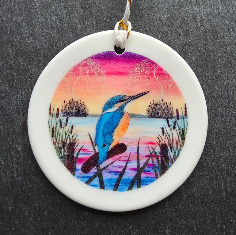 Sunset Fishing Ceramic Hanging Bauble 