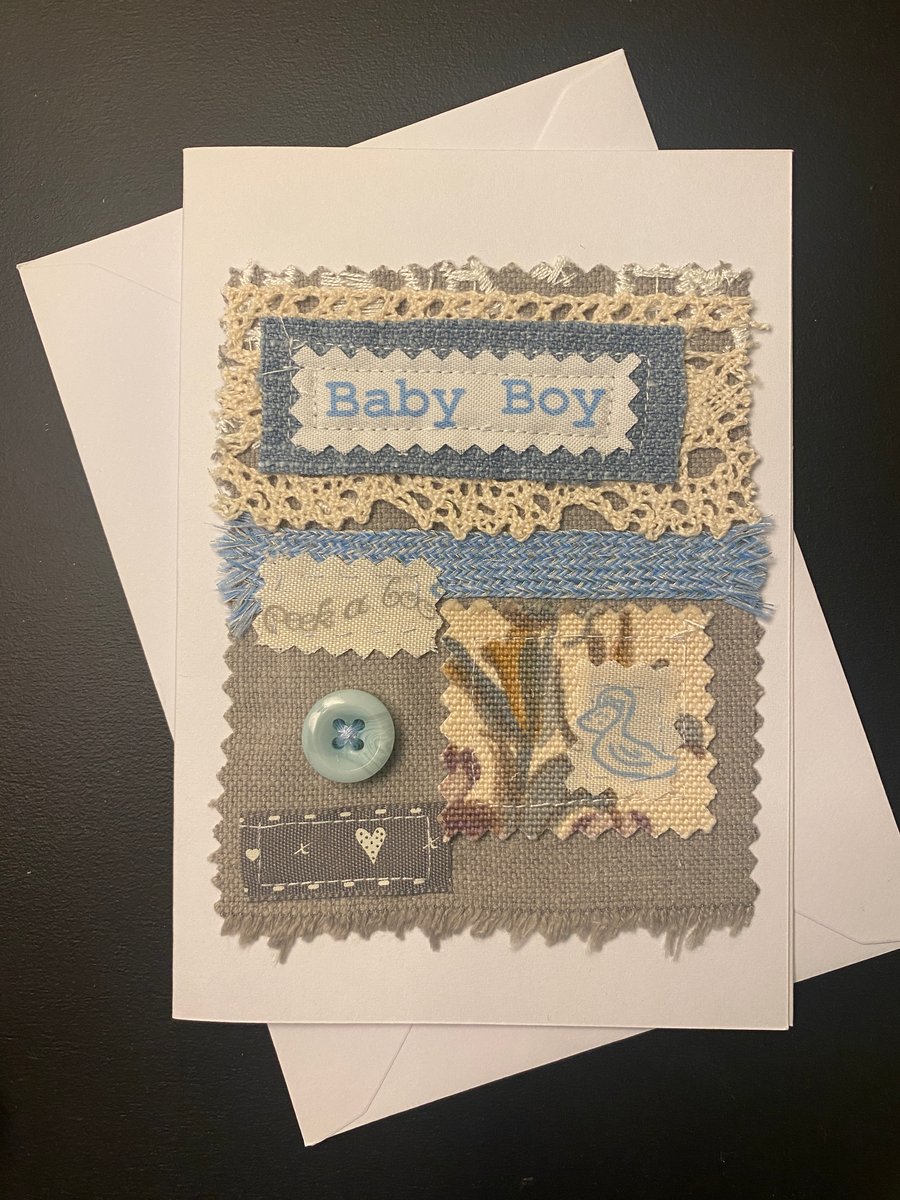 Baby boy blank greeting card, free postage 