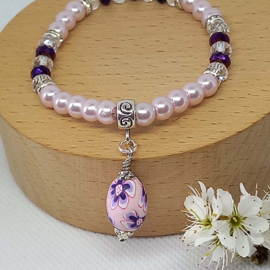 Pink and Purple Stretch Bracelet