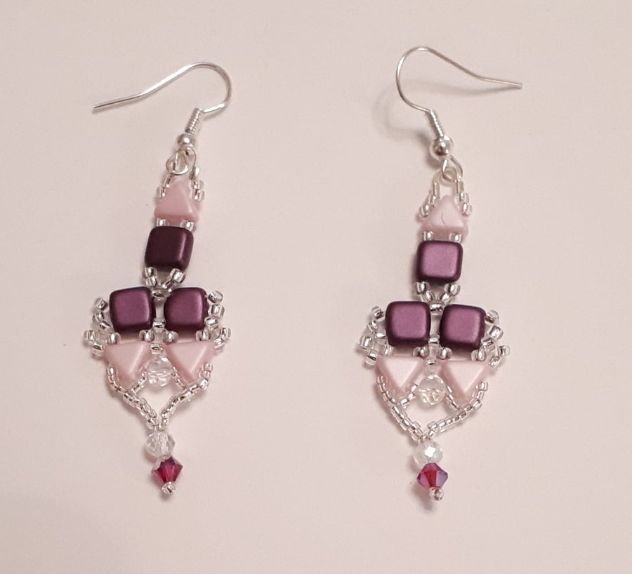 Egyptian Style Earrings  in Purple & pink