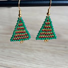 Beaded Christmas Tree Earrings