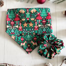 Fabric Hair Scrunchie - Handmade - Nutcracker Green