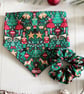 Fabric Hair Scrunchie - Handmade - Nutcracker Green